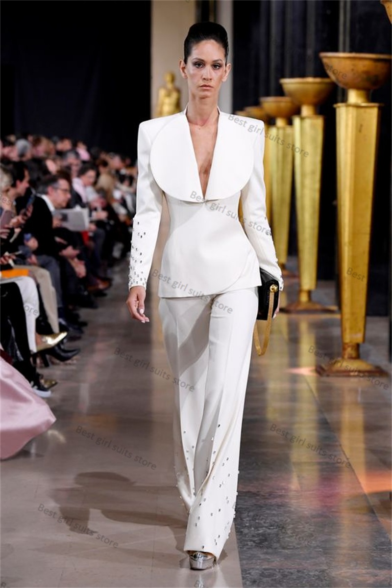 Women'S Formal Wear Tuxedo - Elegant White Women Suit Set 2