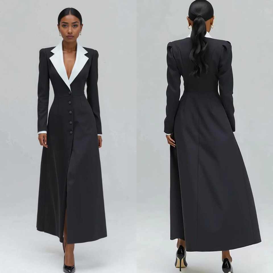 Women Formal Party Wear Dress - A Line Women Long Blazer Jacket