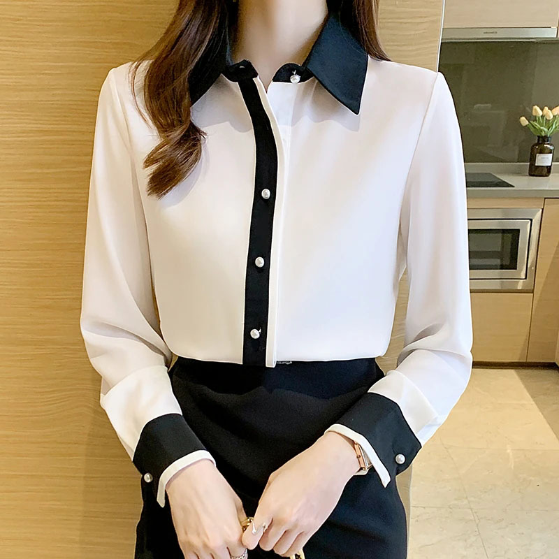 Women'S Formal Wear Suit - White Chiffon Shirt for Women Korean