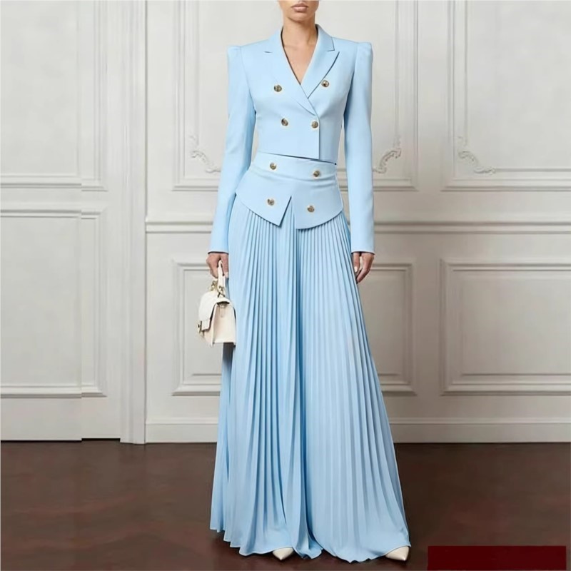 Women'S Formal Wear Suit - Elegant Temperament 2-Piece Set Lapel Button