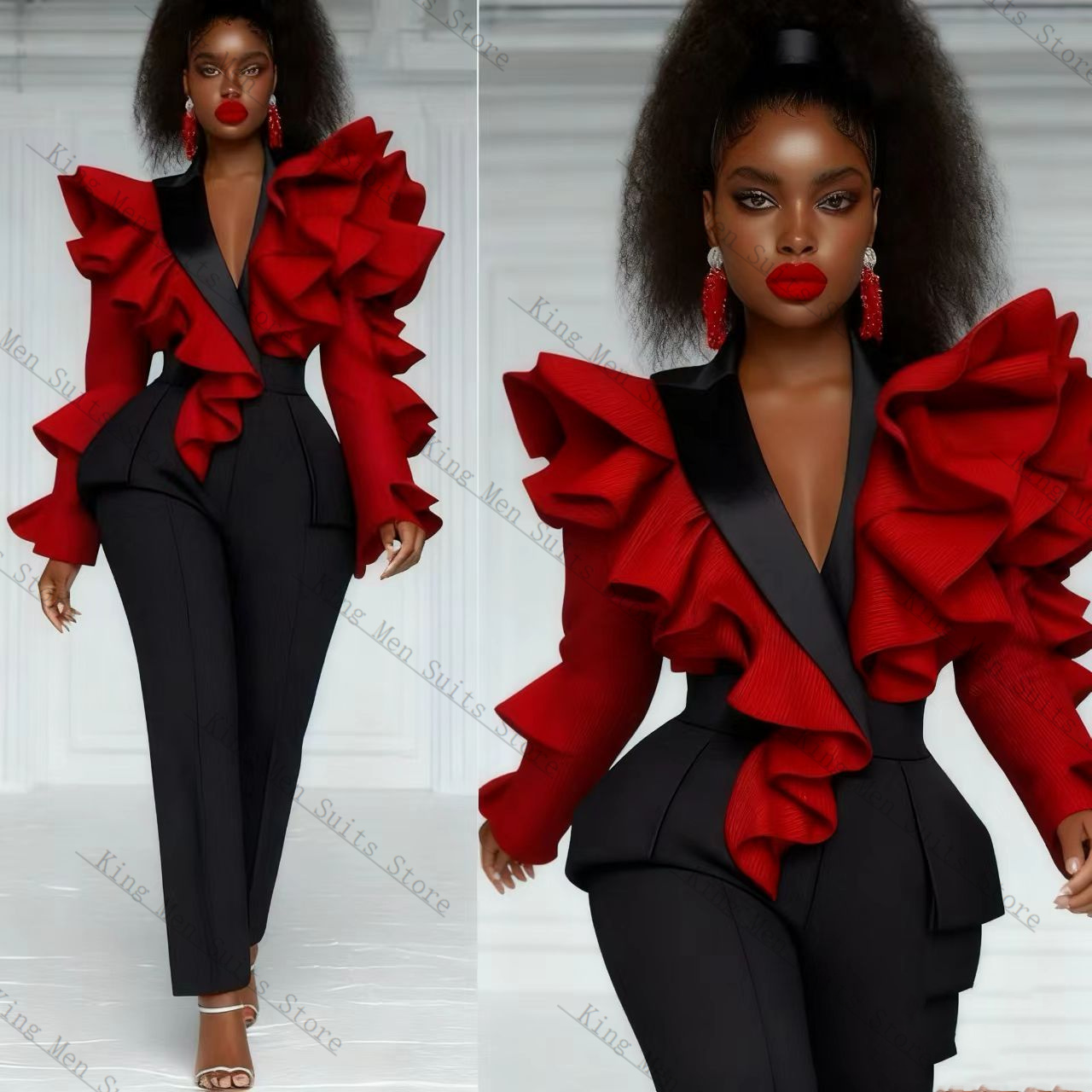 Red Black Women Suit Set 2 Pcs - đánh giá và giá Women'S Formal Wear Tuxedo