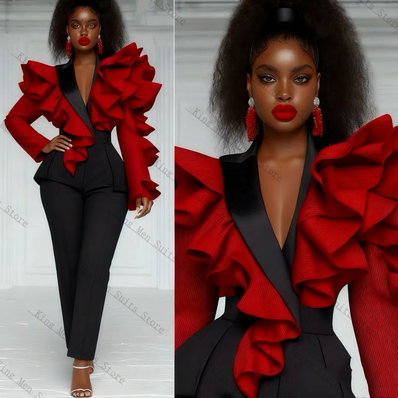 Red Black Women Suit Set 2 Pcs - đánh giá và giá Women'S Formal Wear Tuxedo