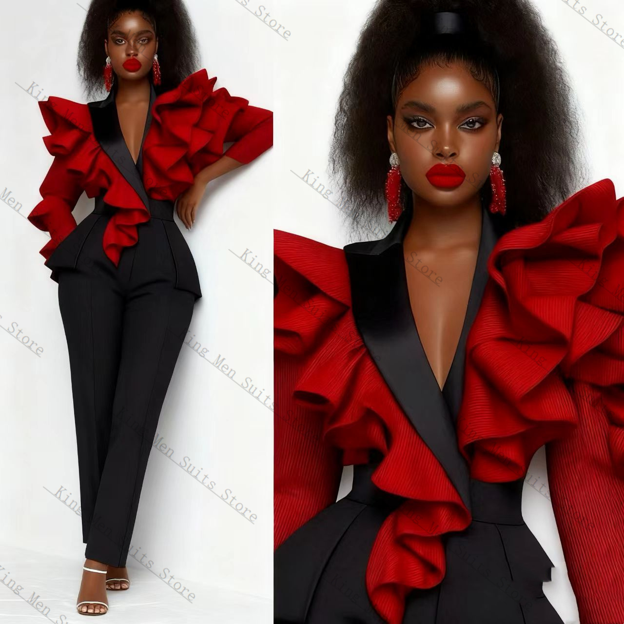 Red Black Women Suit Set 2 Pcs - đánh giá và giá Women'S Formal Wear Tuxedo