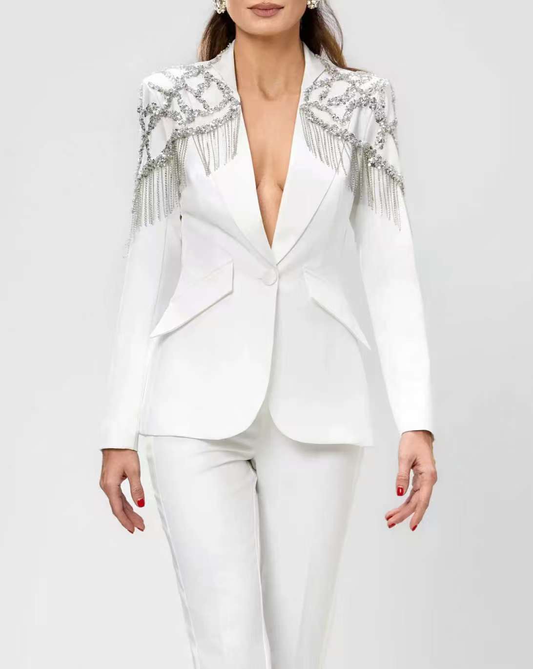 Crystals Beading Women Suit Se - đánh giá và giá Women'S Formal Wear Tuxedo