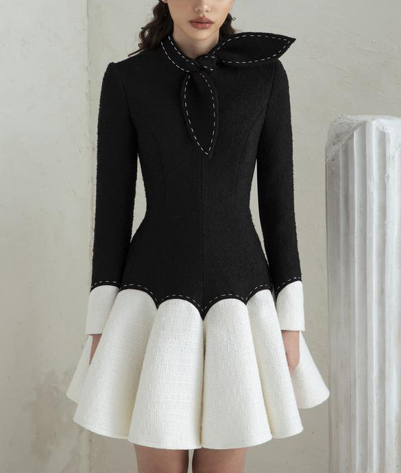Đường May Tiểu Đầm Đen Trắng P - đánh giá và giá Formal Dress Female