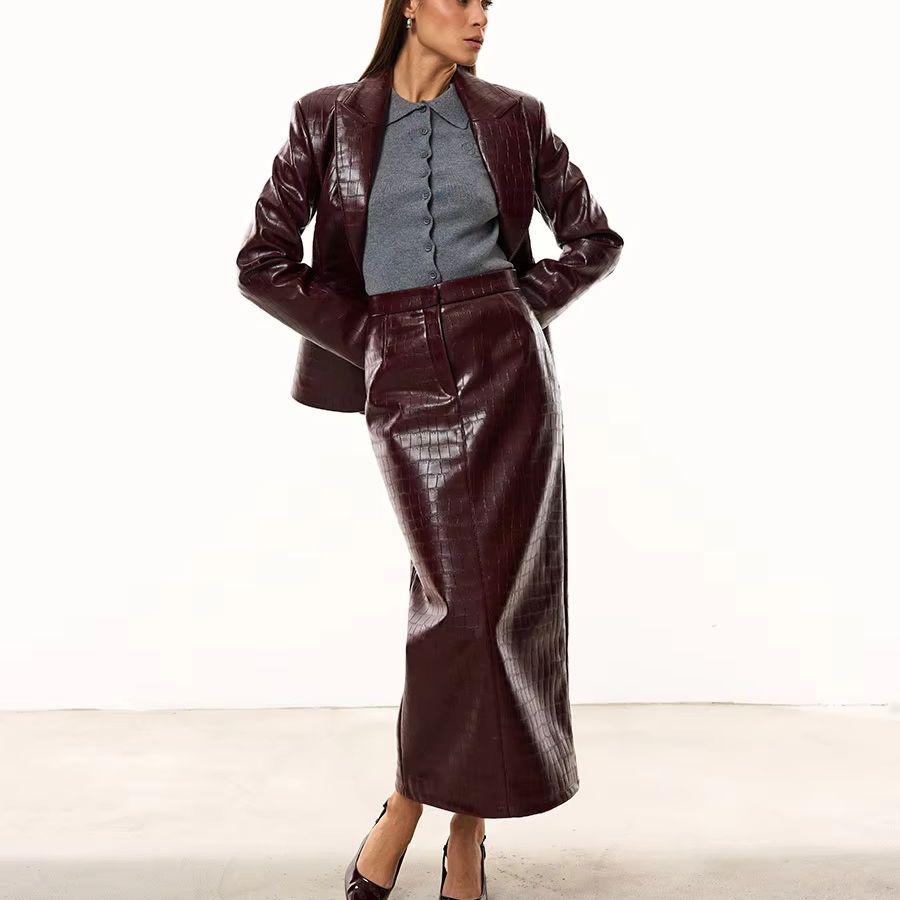 IG Women Burgundy Croc Faux Le - đánh giá và giá Women'S Formal Wear Suit