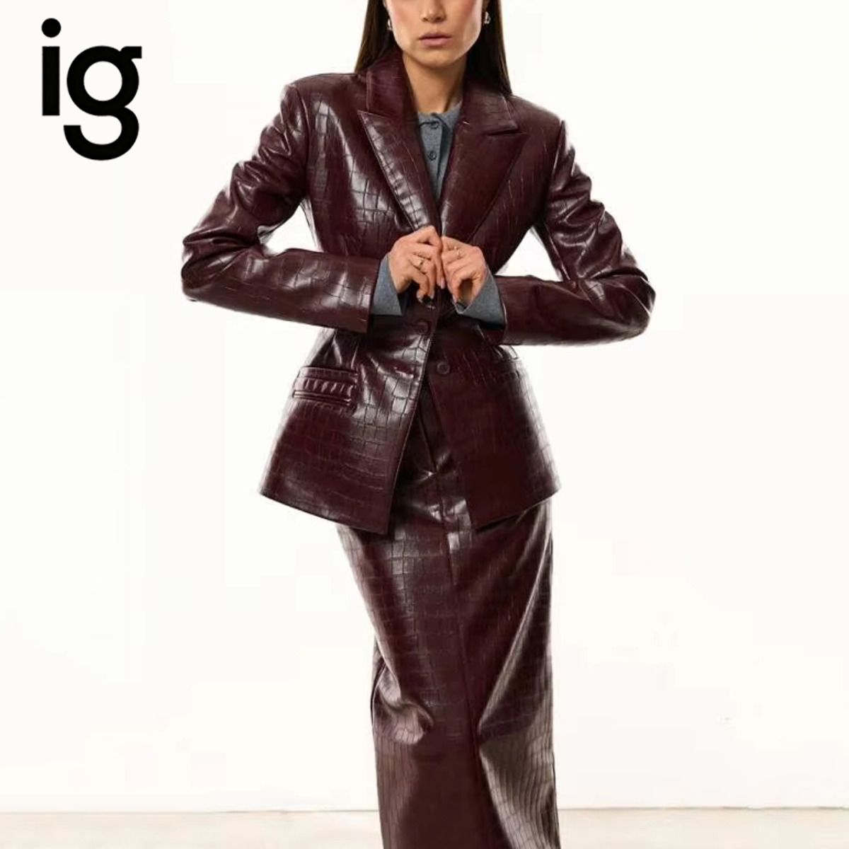 IG Women Burgundy Croc Faux Le - đánh giá và giá Women'S Formal Wear Suit