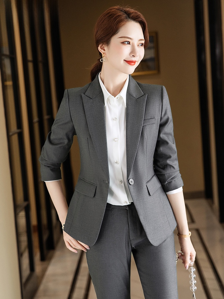 Gray Suit Set for Women Spring - đánh giá và giá Women Formal Wear Interview