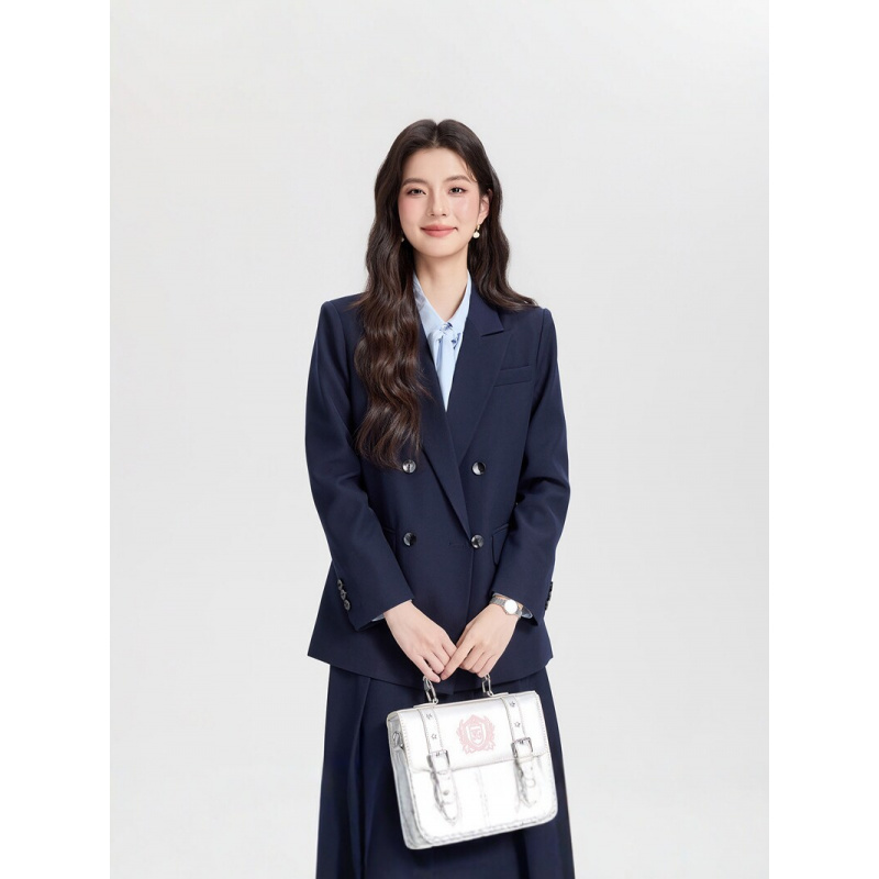 Navy blue double-breasted wome - đánh giá và giá Women Formal Wear Interview