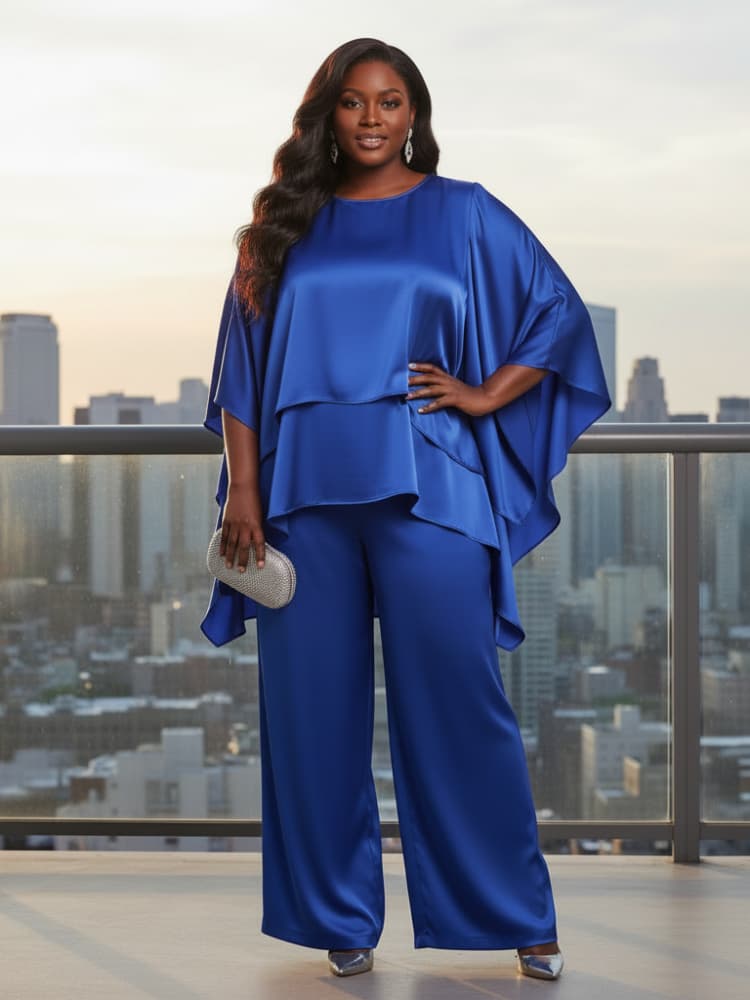 Plus Size Round Neck Cape Slee - đánh giá và giá Women'S Formal Wear Suit