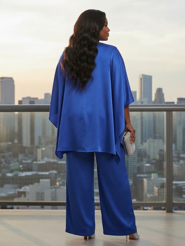 Plus Size Round Neck Cape Slee - đánh giá và giá Women'S Formal Wear Suit