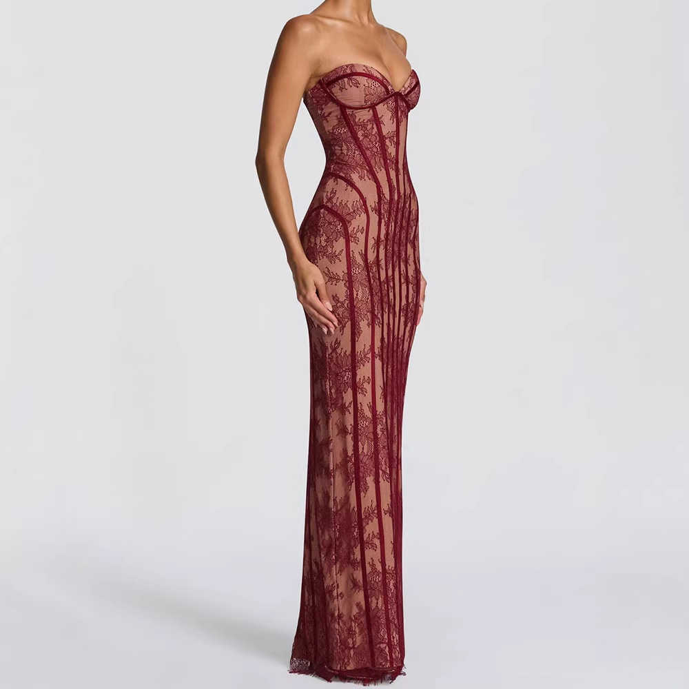 Strapless Bodycon Maxi Dress f - đánh giá và giá Women Formal Party Wear Dress
