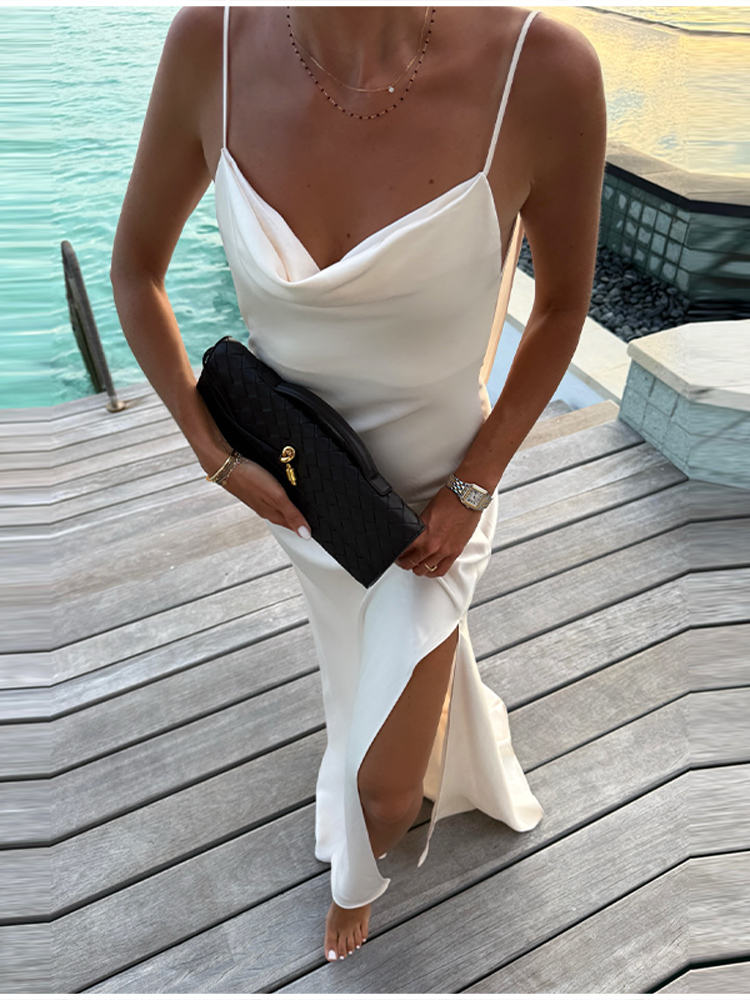 Stylish White Slip Maxi Dress  - đánh giá và giá Women'S Holiday Formal Wear