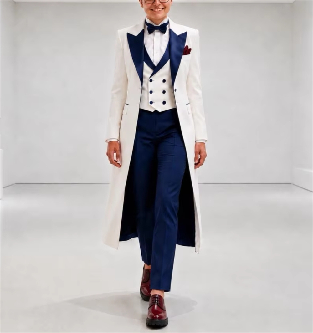Navy Blue White Women's Jacket - đánh giá và giá Women'S Formal Wear Suit